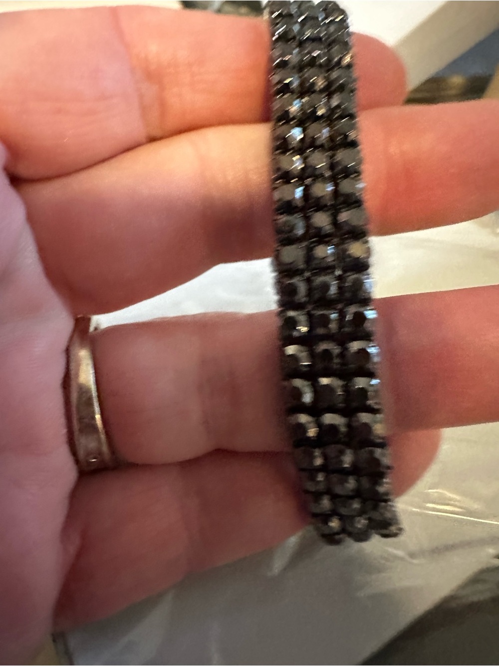 Source Unknown Black Crystal Stretch Bracelet